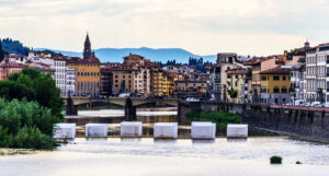 floating bridge on arno river florence